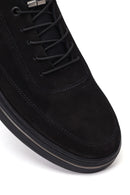 Male Black Lace-Up Nubuck Leather Casual Sneakers | Derimod