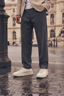Erkek Beyaz Bağcıklı Kalın Tabanlı Deri Sneaker | Derimod