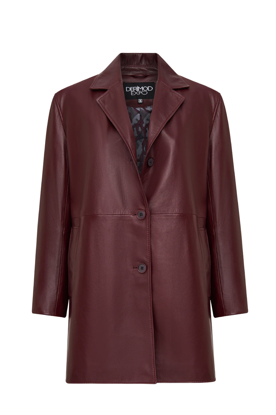 Emma Women's Burgundy Long Leather Coat