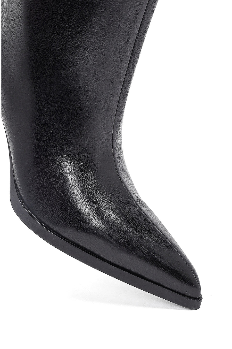 Woman Black Thin High-Heeled Leather Boots