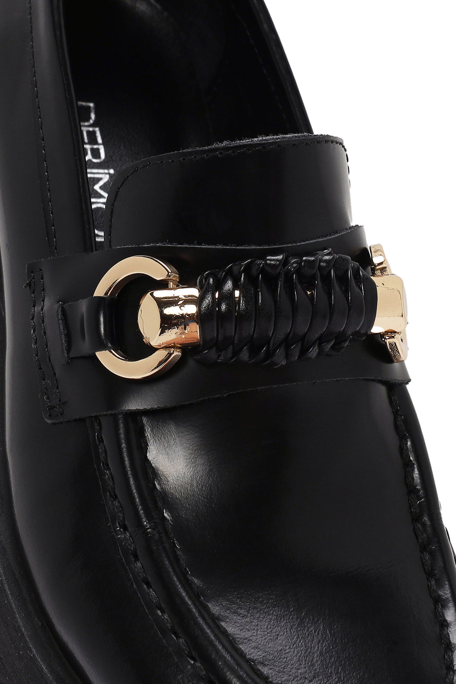 Women's Black Leather Patent Leather Masculine Loafer