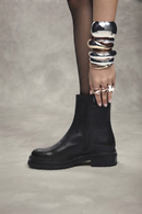 Woman Black Zip Closure Leather Boots | Derimod