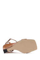 Women's Bronze Ankle Buckle High Platform Satin Sandals | Derimod