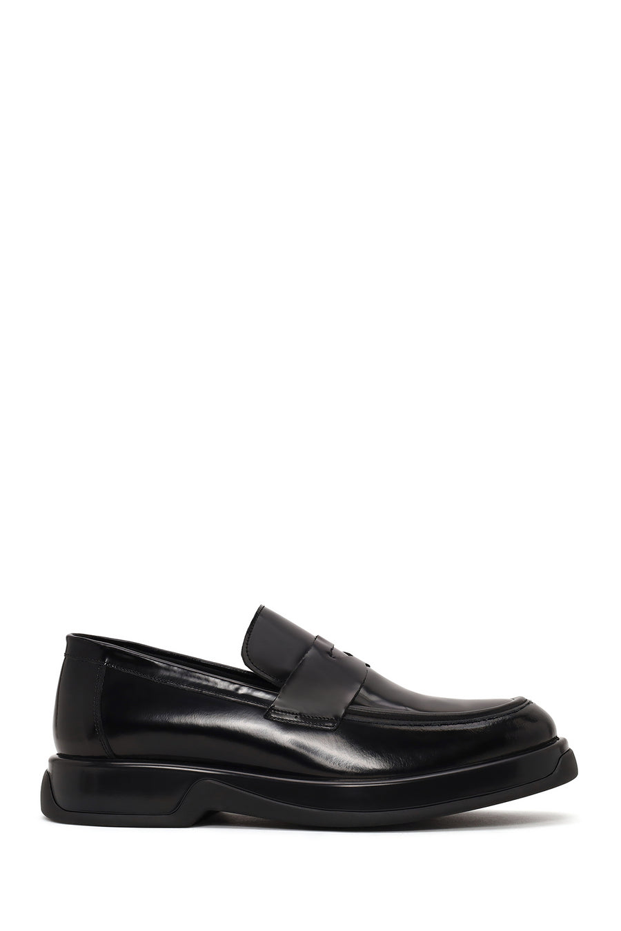 Male Black Thick-Soled Leather Casual Loafer WM620012DA | Derimod