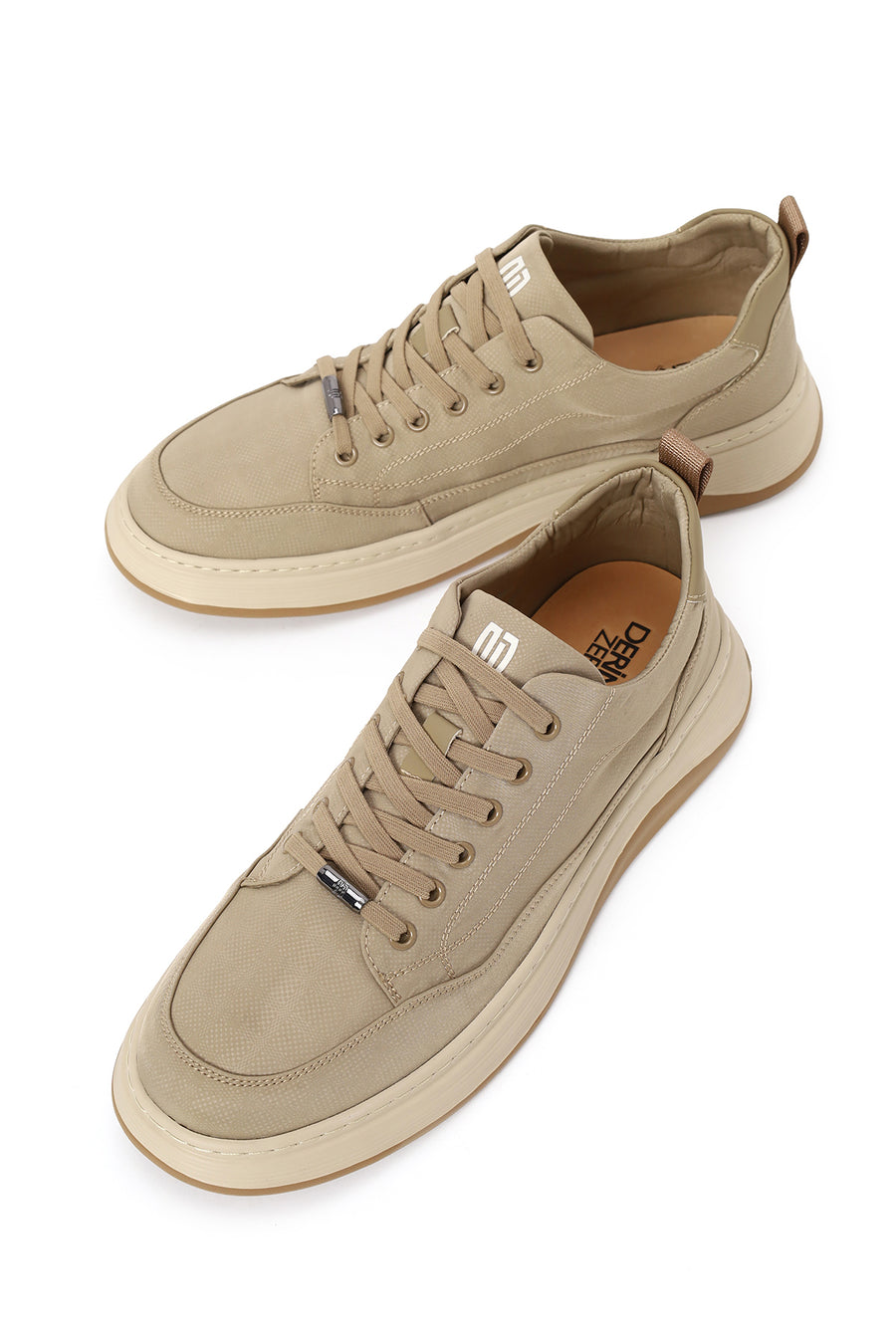 Erkek Bej Bağcıklı Kumaş Sneaker