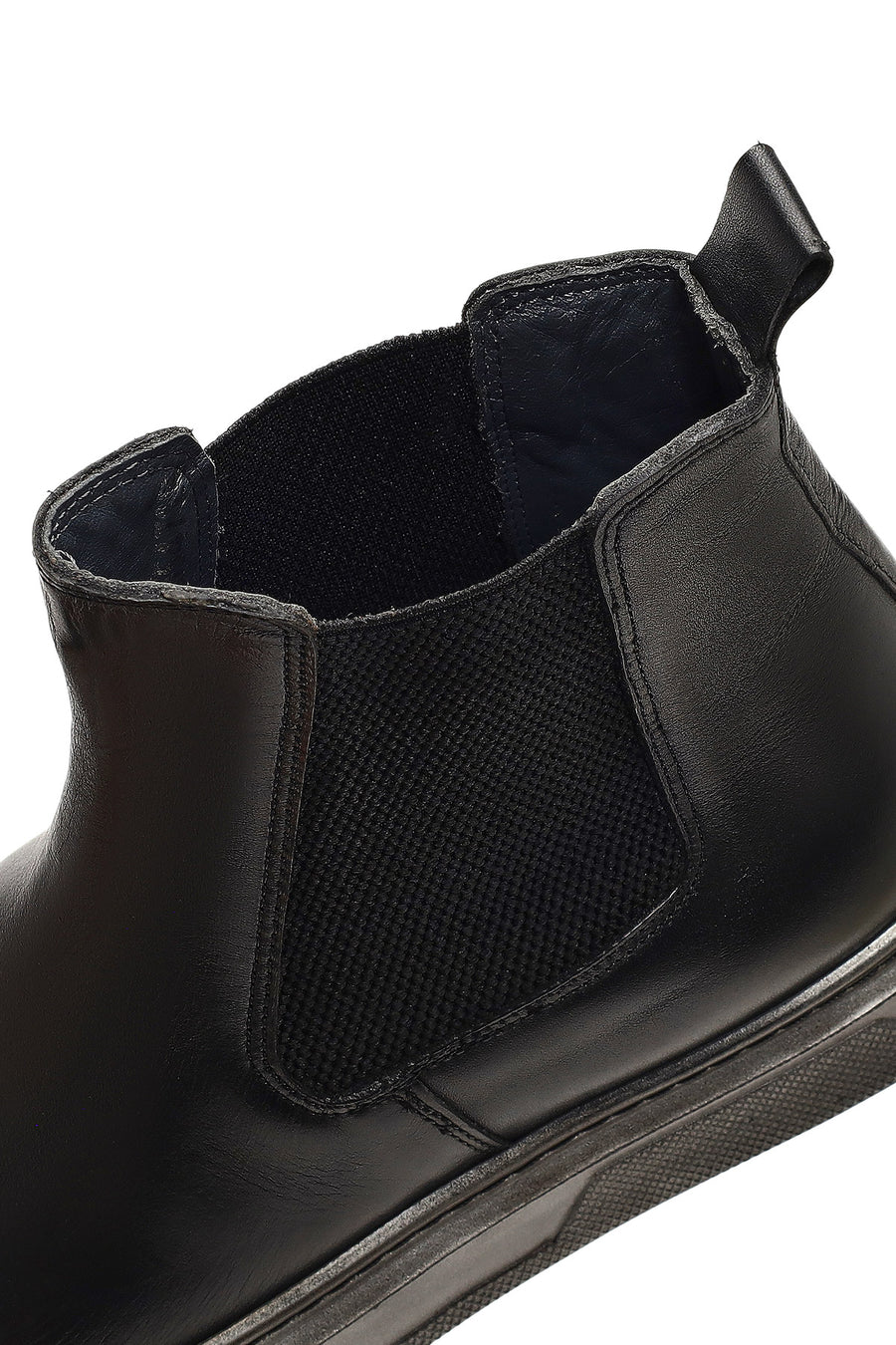 Men's Black Thick-Soled Leather Chelsea Boot