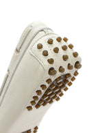 Women's Cream Bow Leather Loafer | Derimod