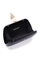 Woman Black Long Chain Strap Evening Mini Clutch Bag | Derimod