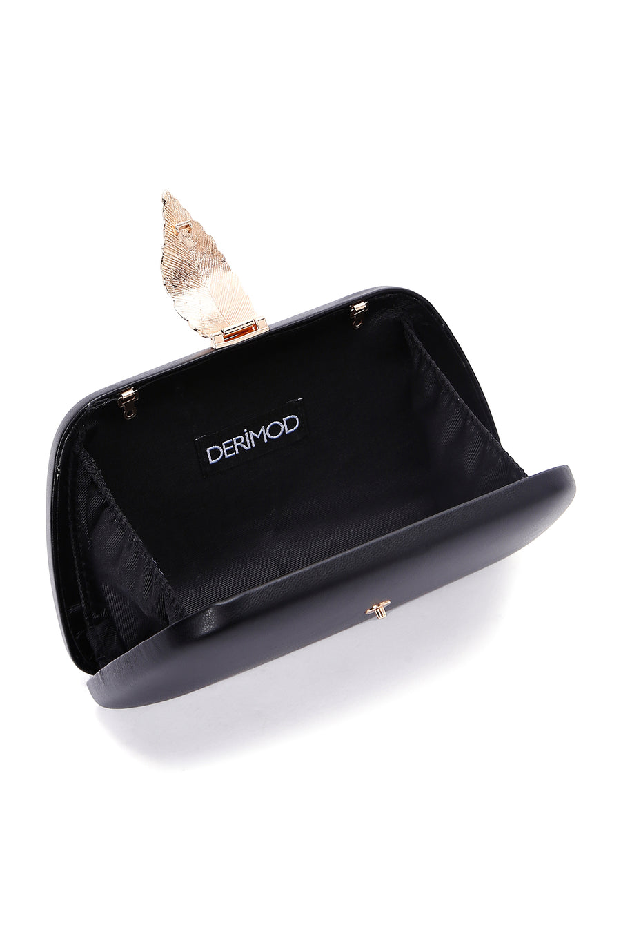 Woman Black Long Chain Strap Evening Mini Clutch Bag