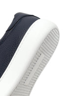 Men's Navy Blue Lace-Up Thick Sole Leather Sneaker | Derimod