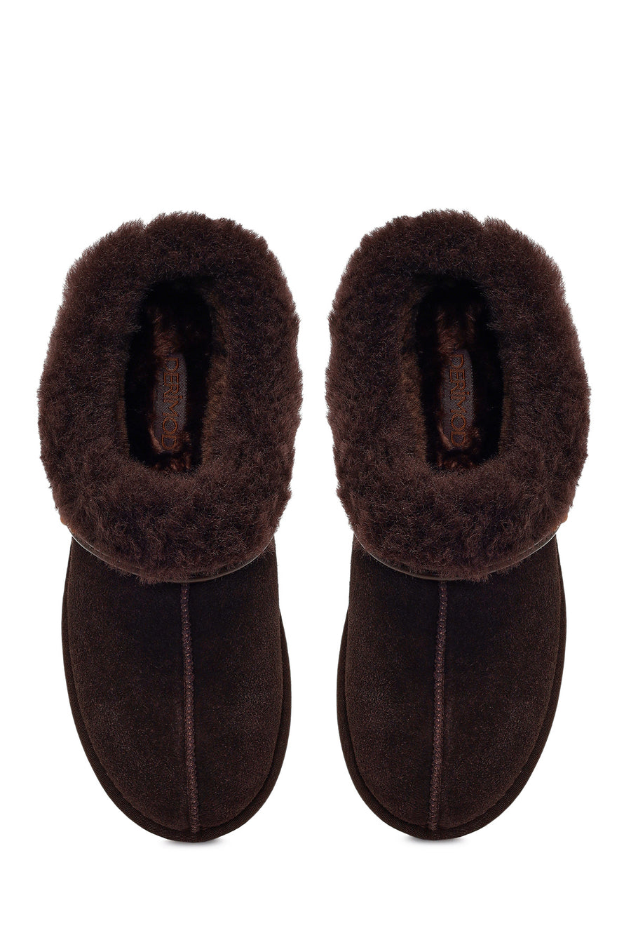 Woman Brown Stone-Embellished Suede Teddy Slipper