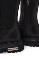 Harley Davidson Woman Black Glenn Zip Closure Thick-Soled Leather Boots | Derimod