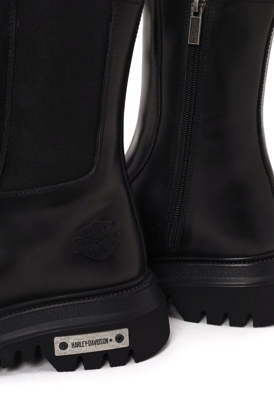 Harley Davidson Woman Black Glenn Zip Closure Thick-Soled Leather Boots