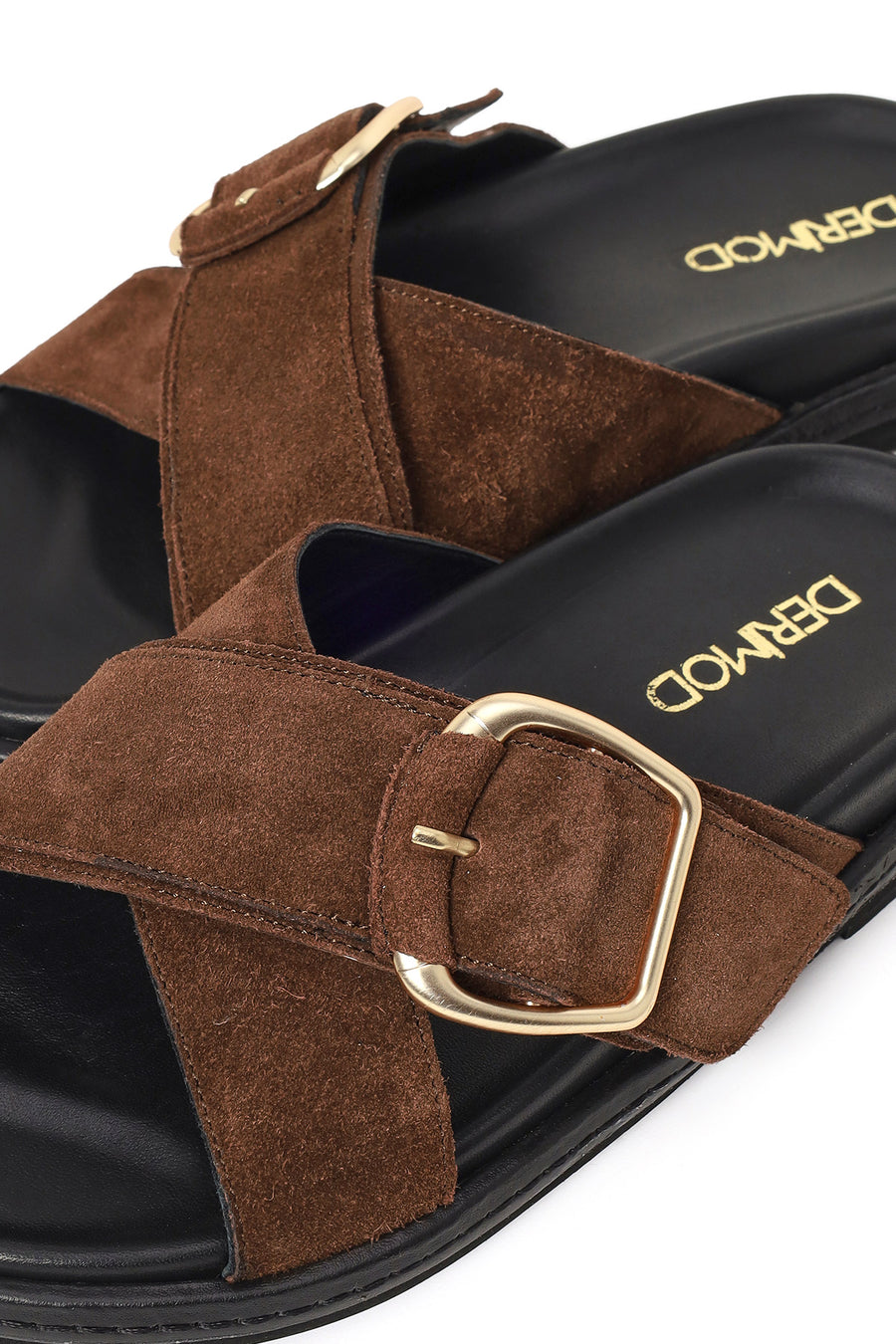 Woman Brown Suede Leather Slippers