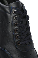Erkek Lacivert Bağcıklı Deri Casual Sneaker | Derimod
