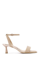 Women's Beige Ankle Strap Heeled Sandals | Derimod