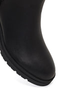 Women's Black Zippered Thick Heeled Leather Boot | Derimod