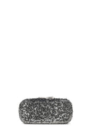 Woman Silver Chain Strap Sequin Mini Box Evening Bag | Derimod