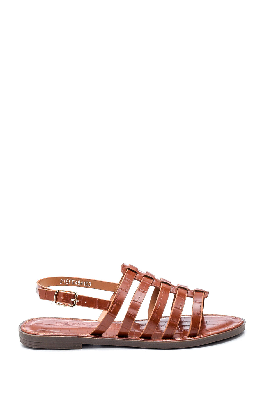 Women's Tan Crocodile Flat Sandals 21SFE4641E3 | Derimod