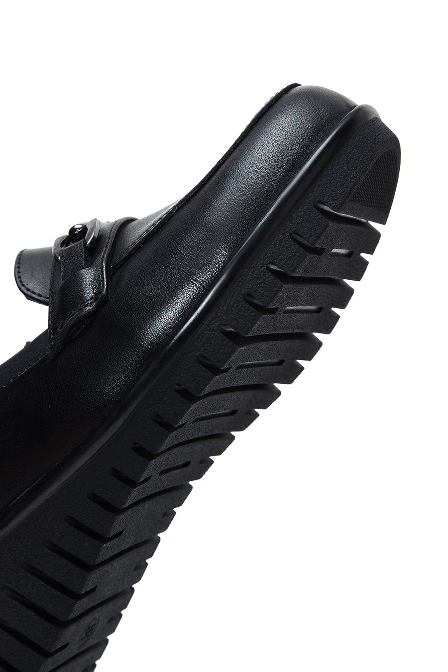 Women's Black Leather Wedge Heel Comfort Shoes