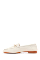 Women's White Leather Loafer with Buckle | Derimod