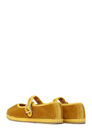Woman Yellow Buckled Fabric Mary Jane Ballerine flats | Derimod