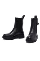 Woman Black Thick Sole Leather Chelsea Boots | Derimod