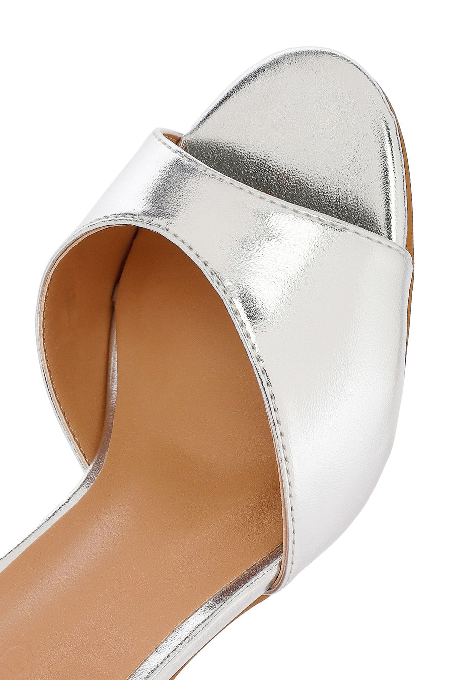 Women's Silver Ankle Buckle Metallic Chunky Heel Sandals