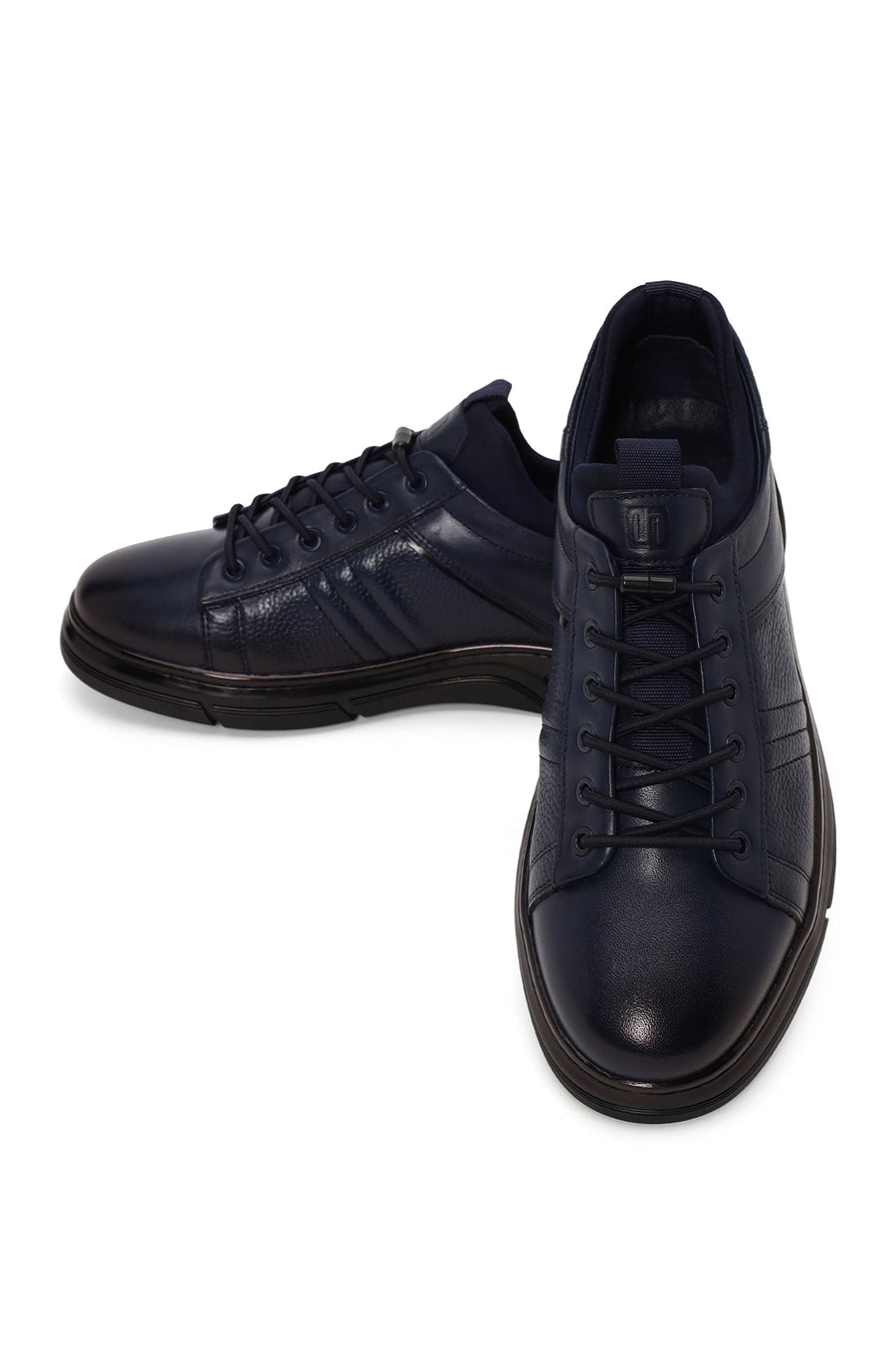 Male Navy Blue Lace-Up Leather Sneaker
