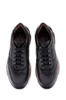 Erkek Siyah Bağcıklı Deri Sneaker | Derimod