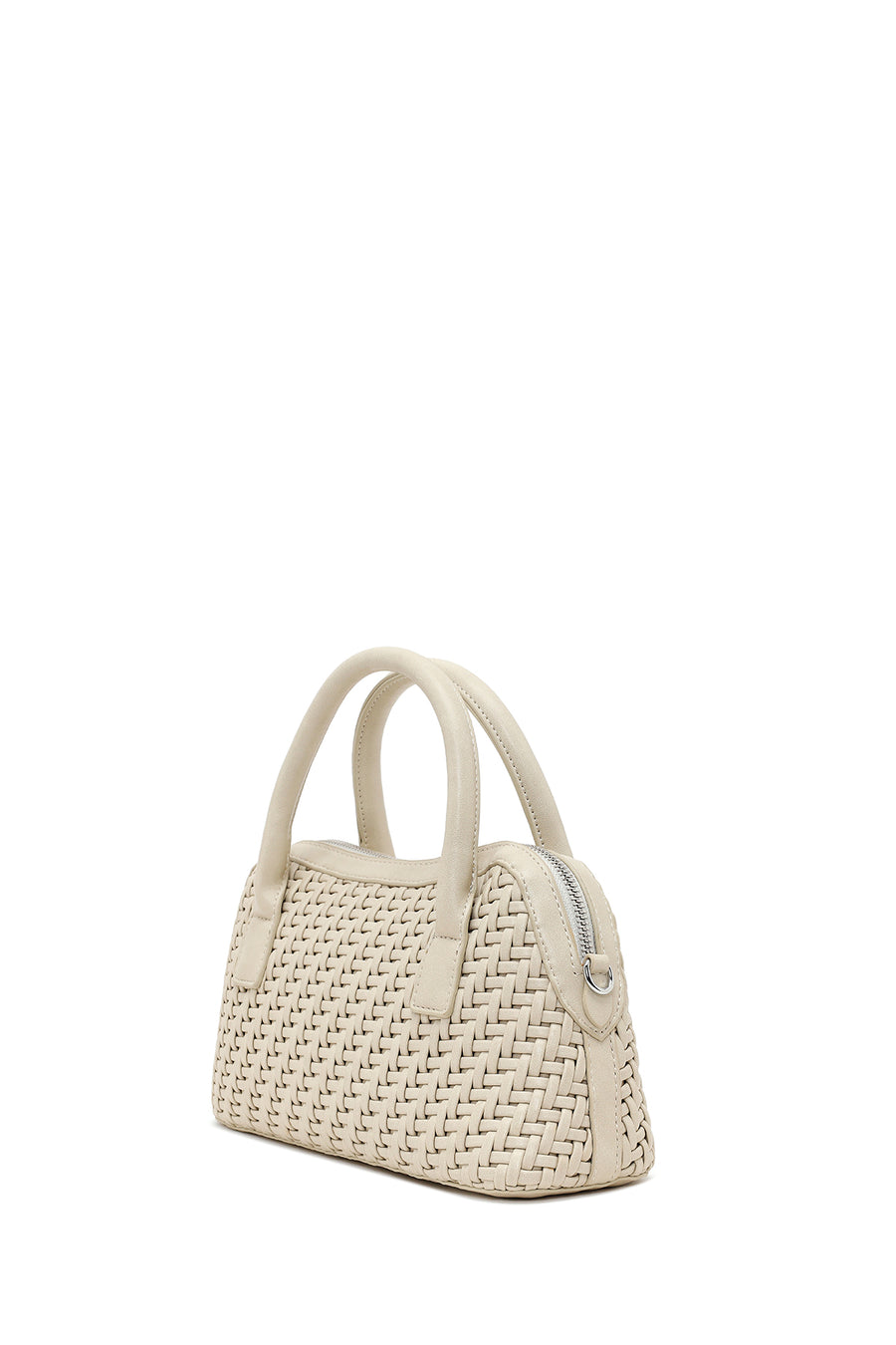 Woman Cream Long-Strap Braided Shoulder Bag