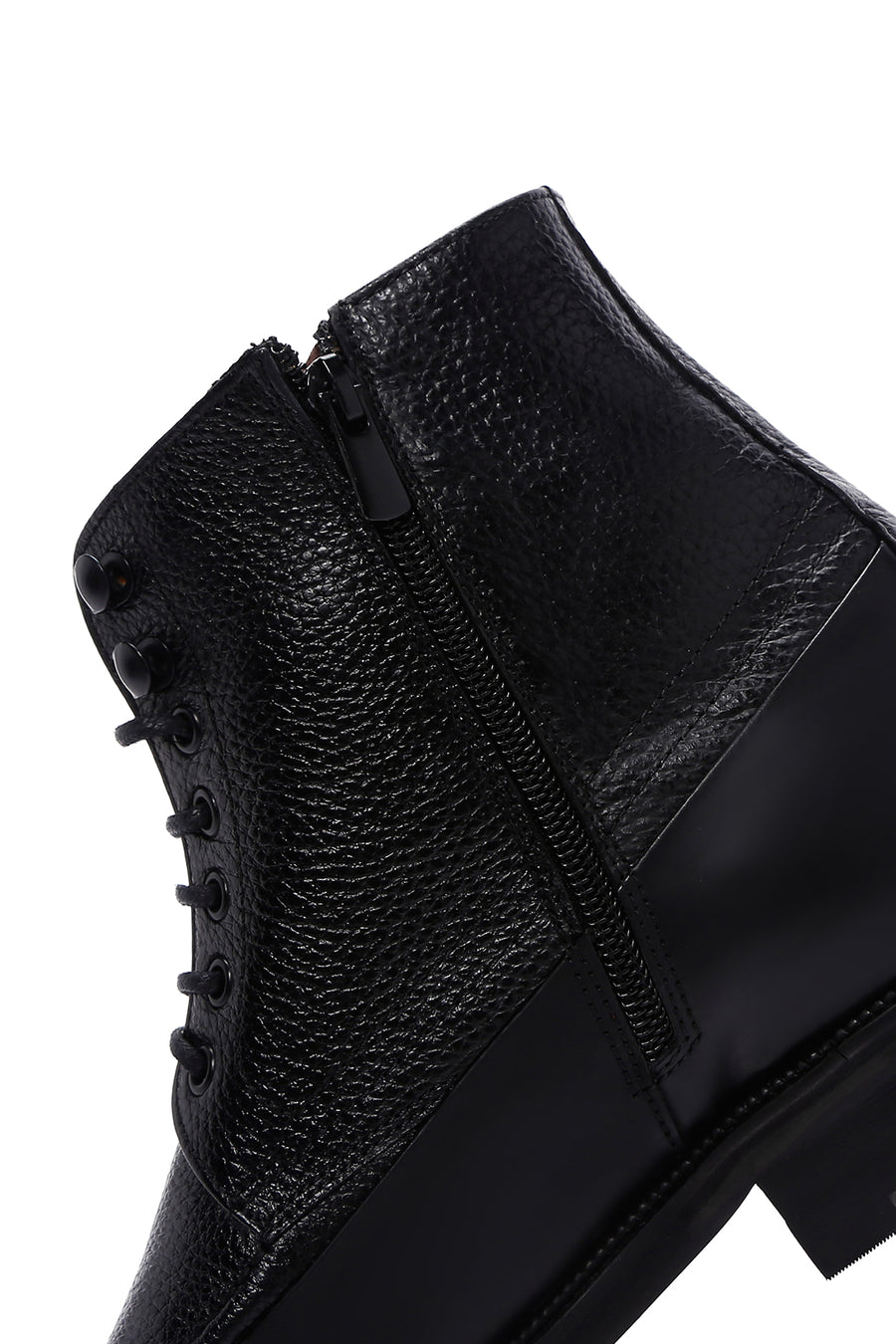 Men's Black Leather Zippered Casual Boots