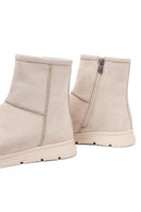 Women's Beige Zippered Suede Teddy Boot | Derimod