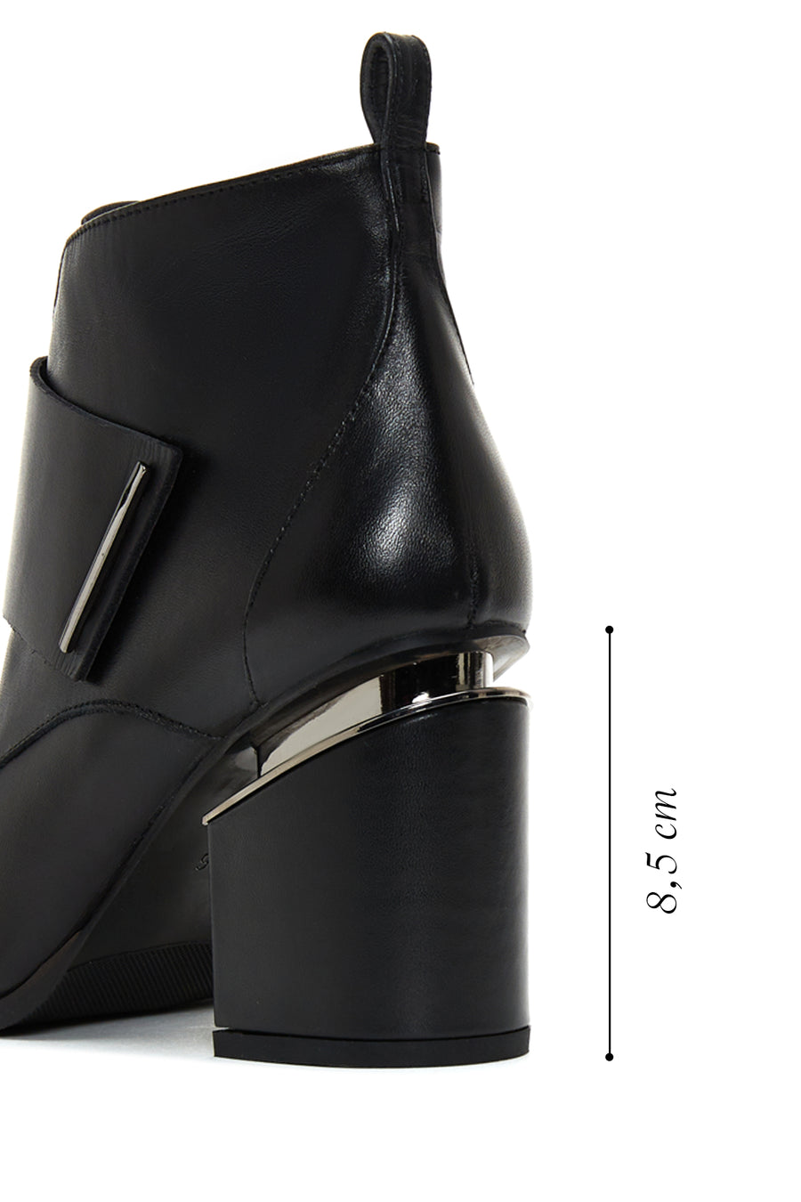 Women's Black Leather Heeled Boots