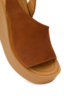 Woman Dark Powder Pink Wedge-Heel Suede Leather Comfort Sandal | Derimod