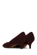 Woman Burgundy Short Thin-Heeled Suede Stiletto | Derimod