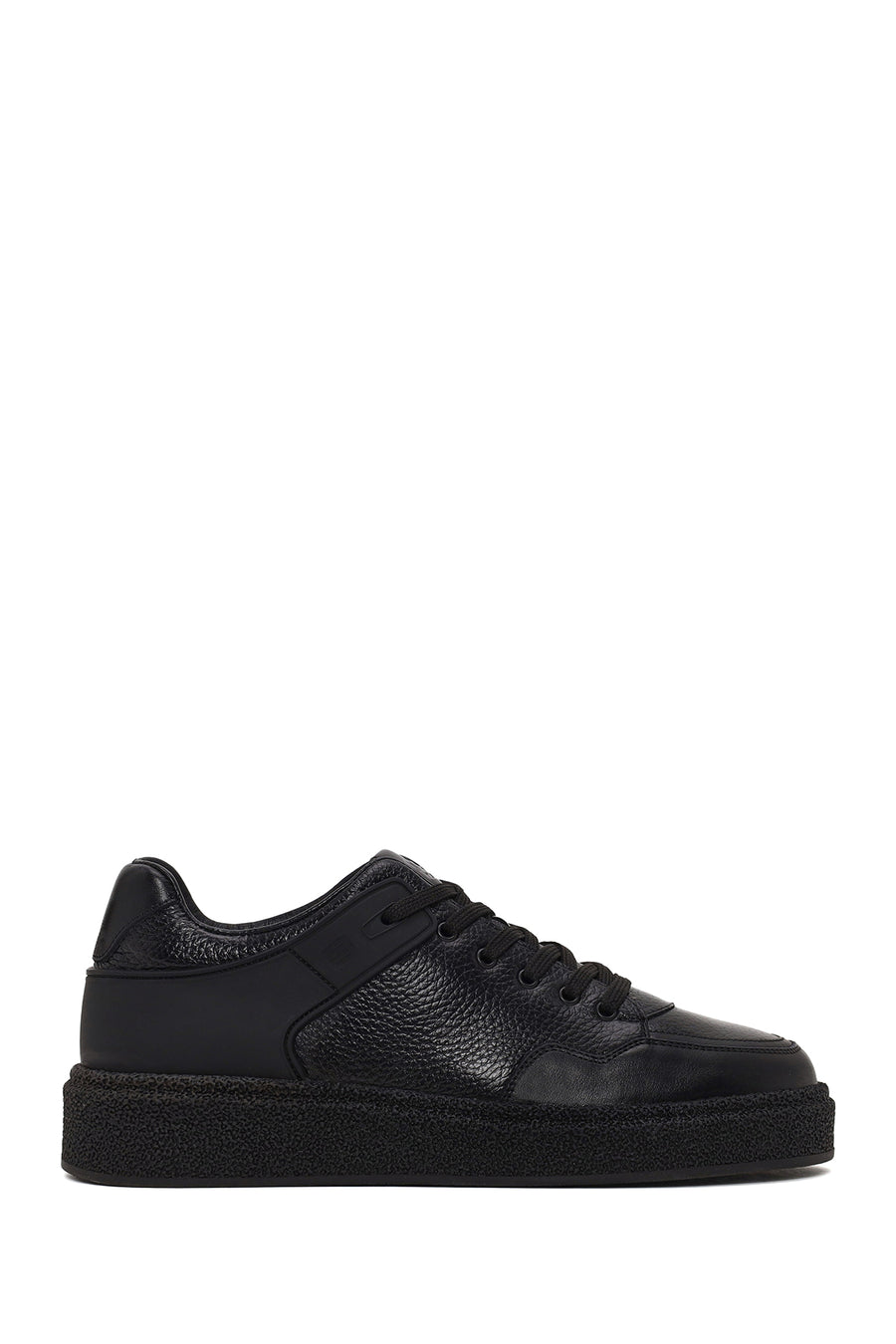 Erkek Siyah Bağcıklı Kalın Tabanlı Deri Sneaker WM780010DK | Derimod