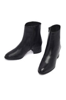 Woman Black Zippered Low Heeled Shoes Leather Boat | Derimod