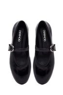 Woman Black Buckled Patent Leather Leather Babet | Derimod