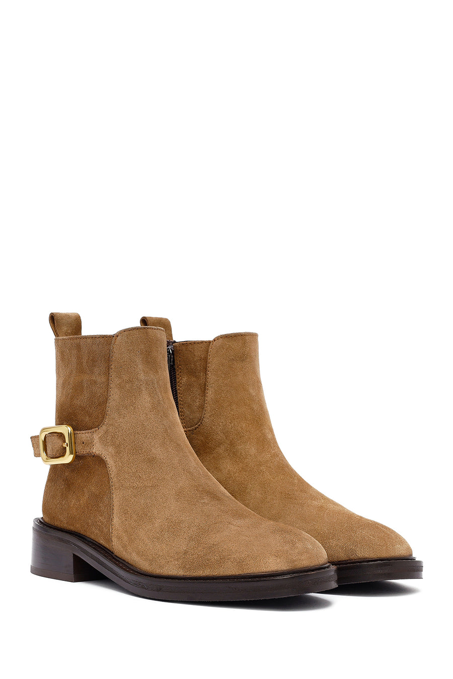 Woman Mink Zippered Suede Leather Boat