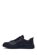 Erkek Lacivert Bağcıklı Deri Sneaker | Derimod