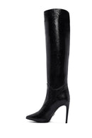 Women's Black Leather Thin Heeled Boots | Derimod