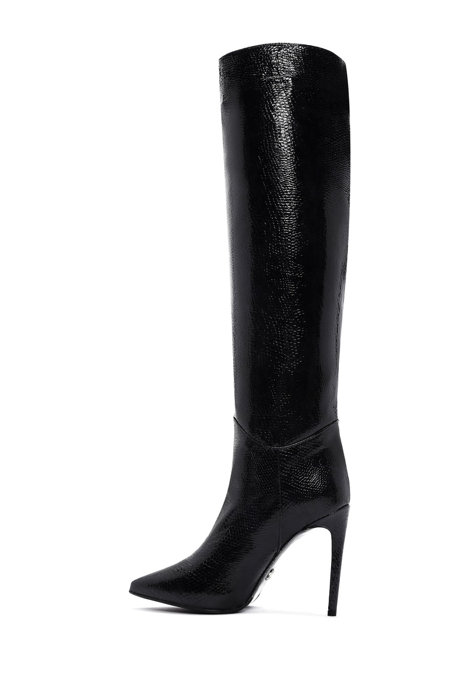 Women's Black Leather Thin Heeled Boots
