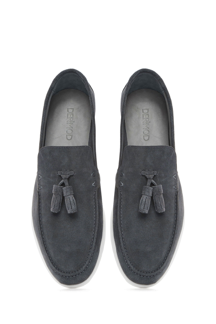 Men's Gray Tassel Suede Leather Casual Loafer