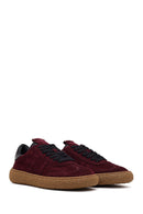 Women's Burgundy Suede Leather Sneaker | Derimod