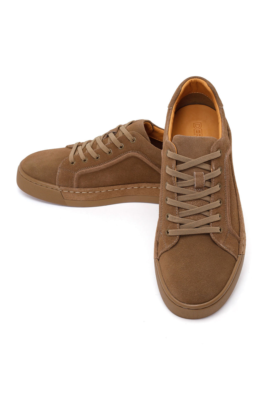 Erkek Vizon Bağcıklı Süet Deri Sneaker