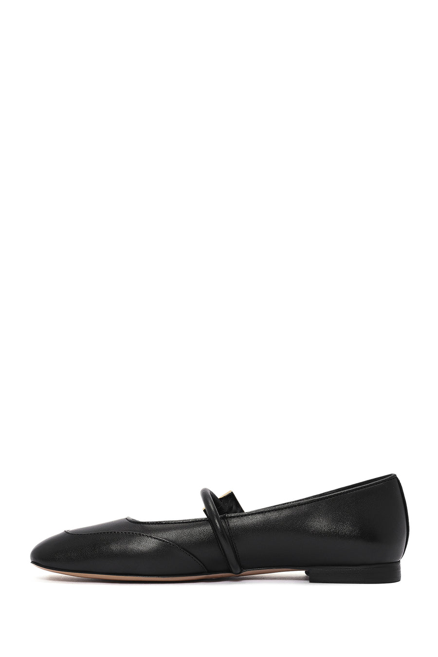 Women's Black Buckle Detailed Leather Ballerinas