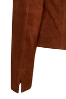 Lara Woman Tan Short Suede Jacket | Derimod