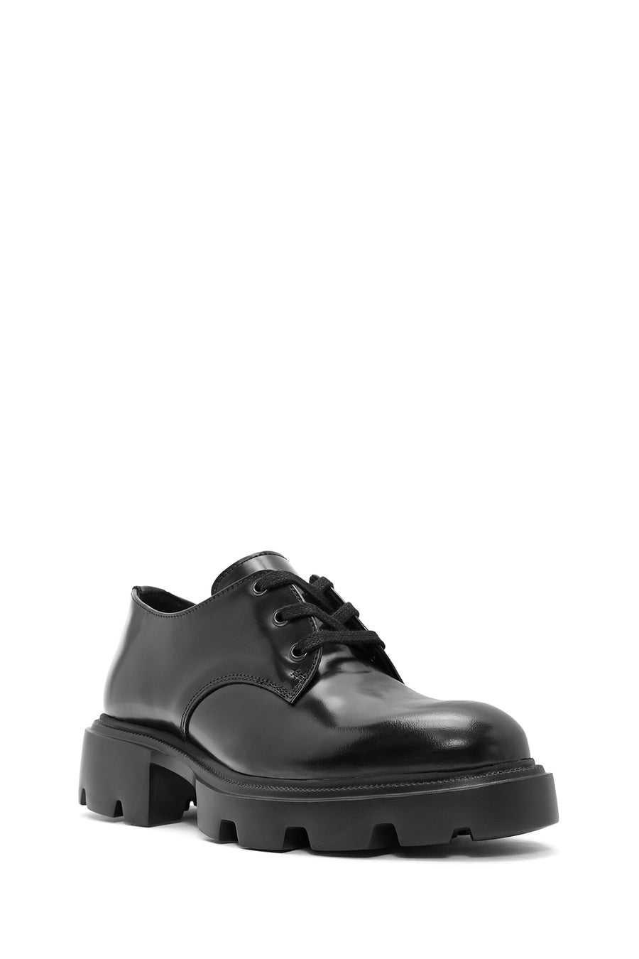Women's Black Lace-Up Leather Oxford Shoes