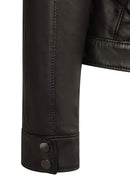 Victoria Woman Black Short Leather Jacket | Derimod